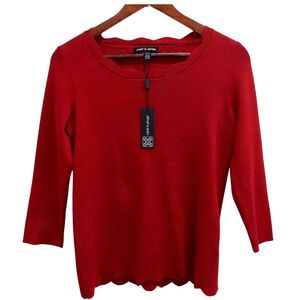 Cable & Gauge Red Knit Sweater Business Casual Top Size Sm / #1162